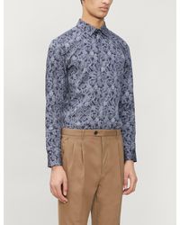 Ted Baker Paisley-print Regular-fit Cotton Shirt - Blue