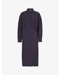 Lemaire - Twisted Wrap-over Cotton Midi Dress - Lyst
