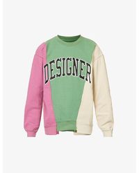 Market - Colour-blocked Text-embroidered Cotton-jersey Sweatshirt - Lyst