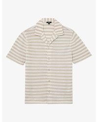 Reiss - Island Striped Crochet Cotton-Blend Shirt - Lyst