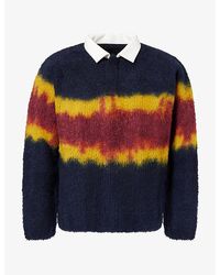 Sacai - Chusen-Dyed Collared Wool-Blend Jumper - Lyst