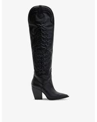 AllSaints - Roxanne Western Leather Knee-high Boots - Lyst