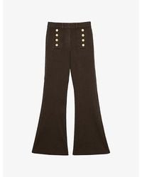 Reiss - Athena Button-Detail Flared Stretch-Denim Jeans - Lyst