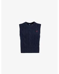 Polo Ralph Lauren - Cable-Knit Logo-Embroidery Cotton Knitted Vest - Lyst