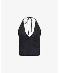 Deiji Studios - Halterneck Sleeveless Linen Top - Lyst