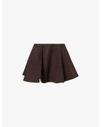 Ganni - Peacoat Flared Wool-Blend Mini Skirt - Lyst