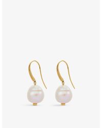Monica Vinader - Nura Keshi 18Ct-Plated Vermeil Sterling And Pearl Earrings - Lyst