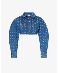 Nina Ricci - Distressed-pattern Cropped Denim Jacket - Lyst
