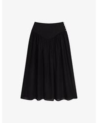 OMNES - Lucille Flared Linen-Blend Midi Skirt - Lyst