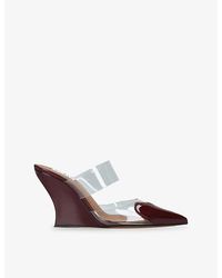 Alaïa - Le Coeur 90 Patent-Leather And Pvc Wedge Mules - Lyst