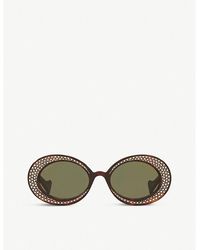 Gucci - GG0618S 54 Crystal-studded Oval Acetate Sunglasses - Lyst