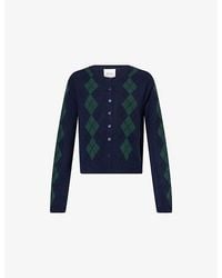 Reformation - Clara Argyle-Knit Cashmere Cardigan - Lyst