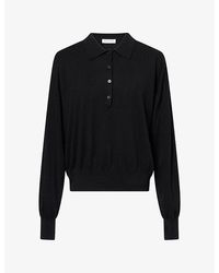 Frankie Shop - Croydon Padded-Shoulder Wool-Blend Polo Top - Lyst