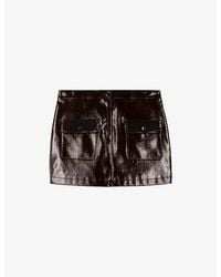 The Kooples - High-Rise Vinyl-Effect Woven Mini Skirt - Lyst