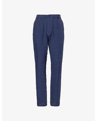 Emporio Armani - Straight-Leg Mid-Rise Linen Trousers - Lyst
