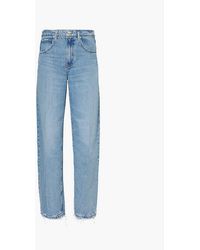 FRAME - Low Slung Barrel Distressed Straight-Leg High-Rise Recycled-Denim Jeans - Lyst