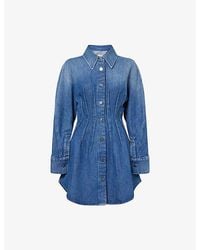 Givenchy - Cocoon Long-Sleeve Denim Mini Dress - Lyst
