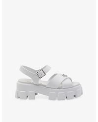 Prada - Monolith Logo-Plaque Rubber Heeled Sandals - Lyst