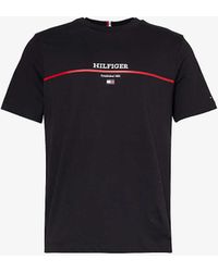 Tommy Hilfiger - Logo-embroidered Short-sleeve Cotton-jersey T-shirt - Lyst