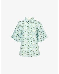 VERANDAH - Floral-Print Cotton And Linen-Blend Sleeveless Shirt - Lyst