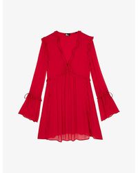 The Kooples - Ruffle Long-Sleeve Woven Mini Dress - Lyst