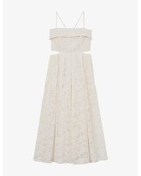 Reiss - Sian Cut-Out Cotton-Blend Maxi Dress - Lyst