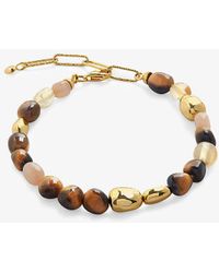Monica Vinader - Rio 18ct -plated Vermeil Sterling-silver, Tiger's Eye, Peach Moonstone And Citrine Beaded Bracelet - Lyst