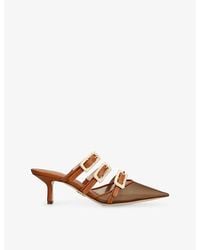 Rodo - Paige Leather And Mesh Heeled Mules - Lyst