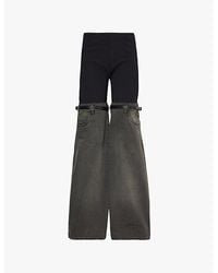 Coperni - Hybrid Contrast-Texture Wide-Leg High-Rise Denim Trousers - Lyst