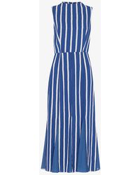 Whistles - Crinkle Stripe-print Sleeveless Woven Midi Dress - Lyst