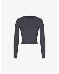 Skims - Soft Lounge Long-sleeve Cropped Stretch-jersey Top - Lyst