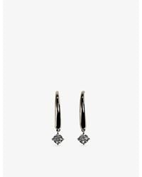 Astrid & Miyu - Crystal Charm Sterling- Hook Hoop Earrings - Lyst