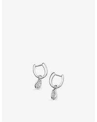 Missoma - Molten Teardrop Pavé Charm Sterling-Plated Brass Hoop Earrings - Lyst