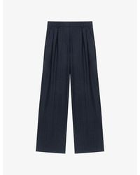 Maje - Pinstriped Wide-Leg Wool-Blend Trousers - Lyst