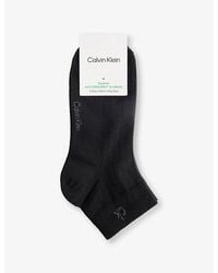 Calvin Klein - Quarter Brand-Print Pack Of Two Stretch-Cotton Blend Socks - Lyst