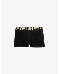 Versace - Iconic Slim-fit Branded Stretch-cotton Trunks - Lyst