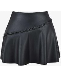 House Of Cb Lena Snakeskin-print Faux-leather Mini Skirt in Black