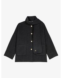Maje - Scarf-Detail Boxy-Fit Wool-Blend Coat - Lyst