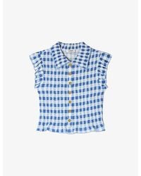 Sandro - Gingham-Print Smocked Stretch-Woven Shirt - Lyst