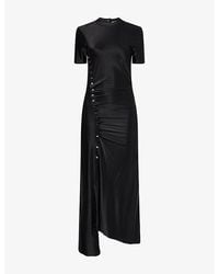 Rabanne - Draped Asymmetric Stretch-Jersey Midi Dress - Lyst