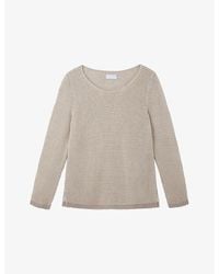 The White Company - Slash-Neck Textured Linen And Cotton-Blend Jumper - Lyst