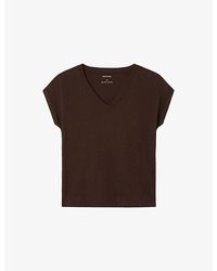 Whistles - Willa V-Neck Cotton-Jersey T-Shirt - Lyst