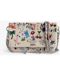 Zadig & Voltaire - Rock Nano Graphic-print Leather Clutch Bag - Lyst