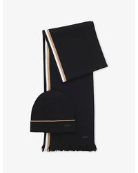 BOSS - Branded Knitted Beanie Hat And Scarf Set - Lyst