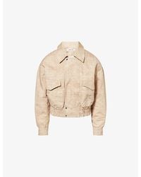 Peachy Den - Cicely Flight Snake-Print Cotton Jacket - Lyst
