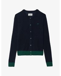 Zadig & Voltaire - Missya Logo-Embroidered Cashmere Cardigan - Lyst
