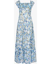 PAIGE - Carmelia Floral-print Silk Maxi Dress - Lyst