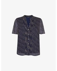 Whistles - Spotted-Hoop Short-Sleeve Woven Blouse - Lyst