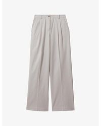 Reiss - Astrid Wide-leg High-rise Stretch-cotton Trousers - Lyst