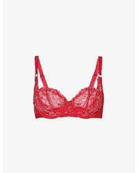 Lounge Underwear - Cecily Floral-embroidered Mesh Bra - Lyst